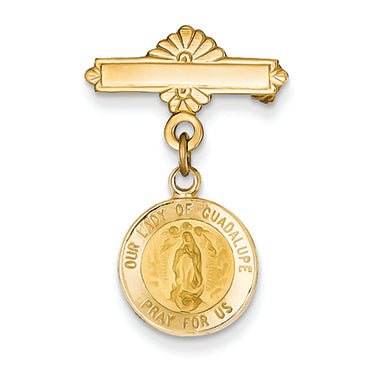 14K Gold Our Lady of Guadalupe Medal Pin