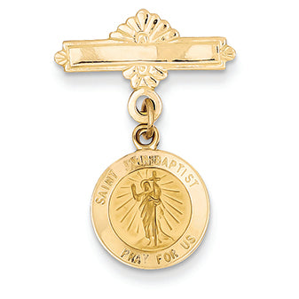 14K Gold Saint John the Baptist Medal Pin
