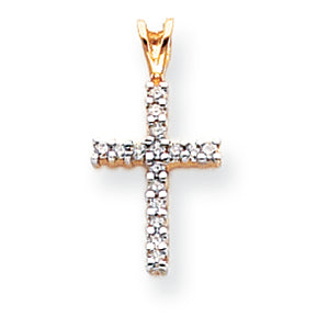 0.2 Carat 14K Gold & Rhodium Diamond Latin Cross Pendant