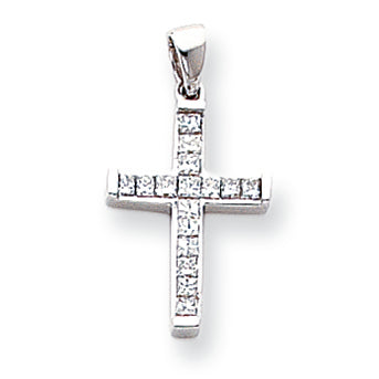 0.5 Carat 14K White Gold Diamond Latin Cross Pendant
