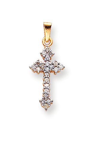 0.3 Carat 14K Gold & Rhodium Diamond Cross Pendant
