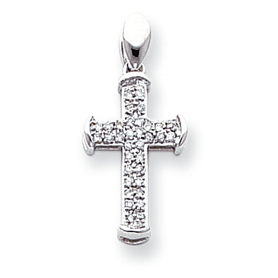 0.2 Carat 14K White Gold Diamond Cross Pendant