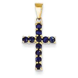 0.7 Carat 14K Gold Sapphire Cross Pendant