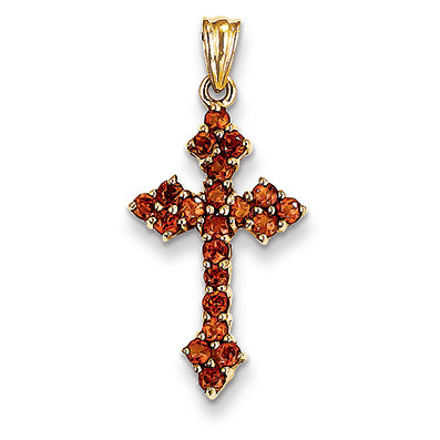 1.2 Carat 14K Gold Garnet Cross Pendant
