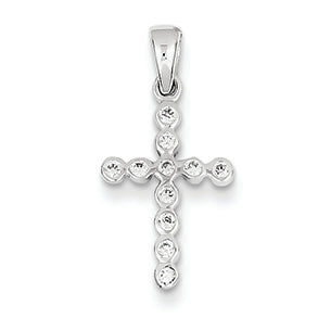 14K White Gold CZ Cross Pendant