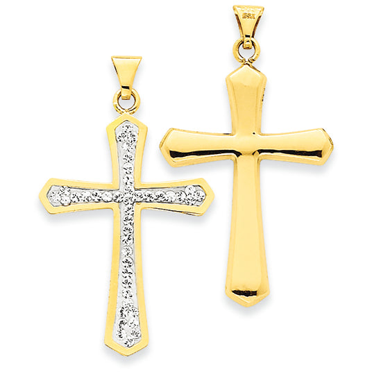14K Gold Reversible Swarovski Elements Passion Cross Pendant