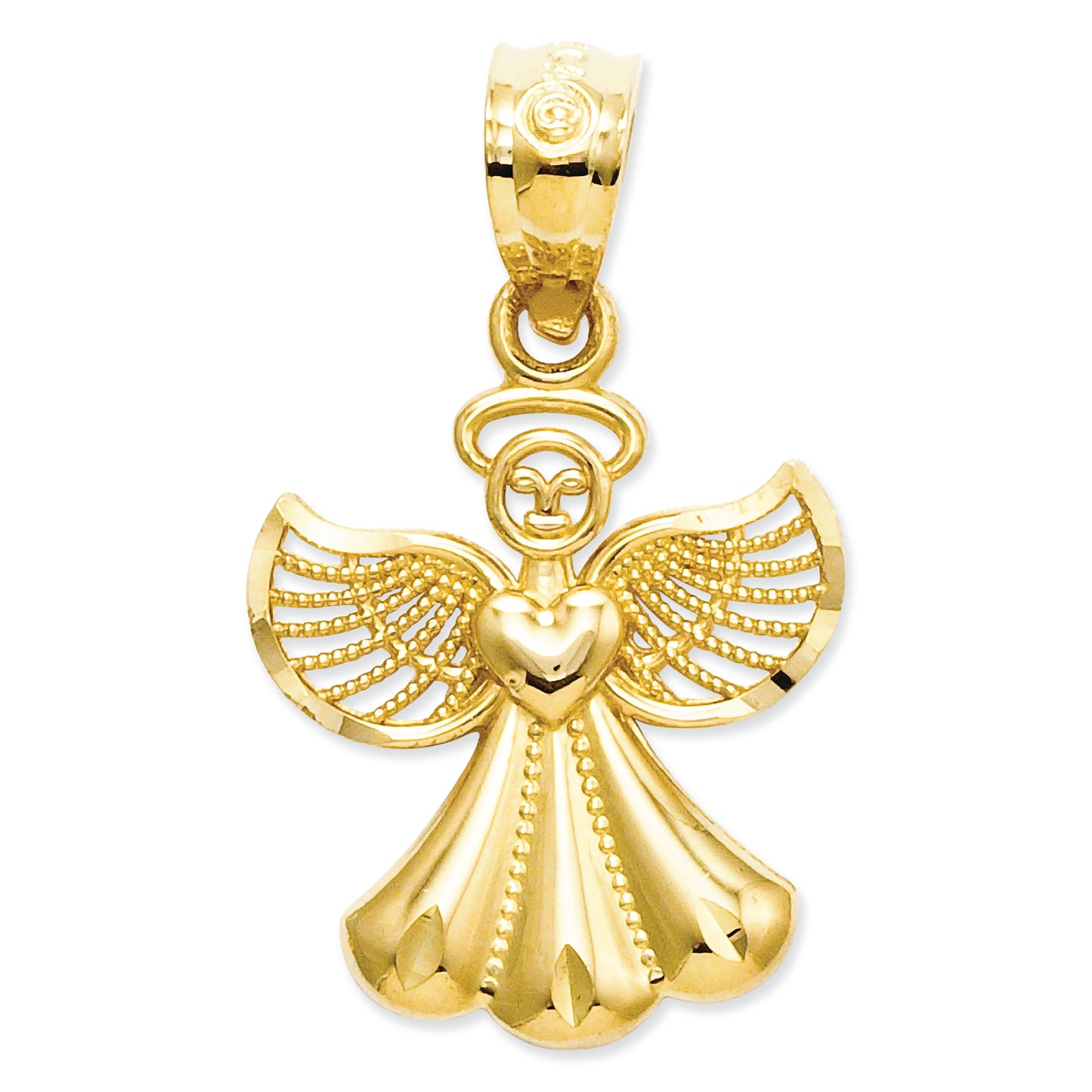 14K Gold Polished Angel Pendant