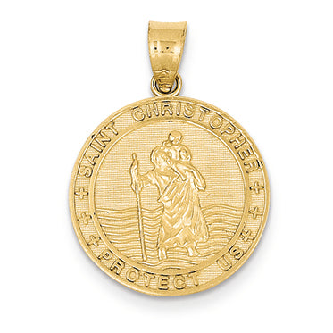 14K Gold Saint Cristoper Medal Pendant