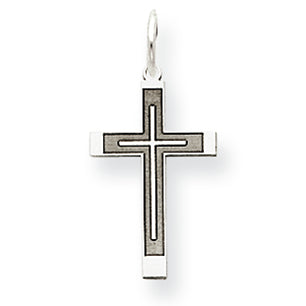 14K White Gold Laser Designed Cross Charm