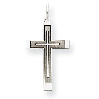 14K White Gold Laser Designed Cross Pendant