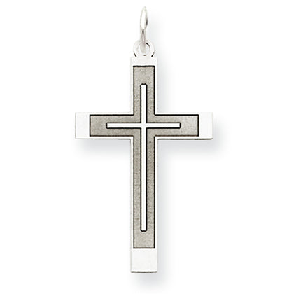 14K White Gold Laser Designed Cross Pendant