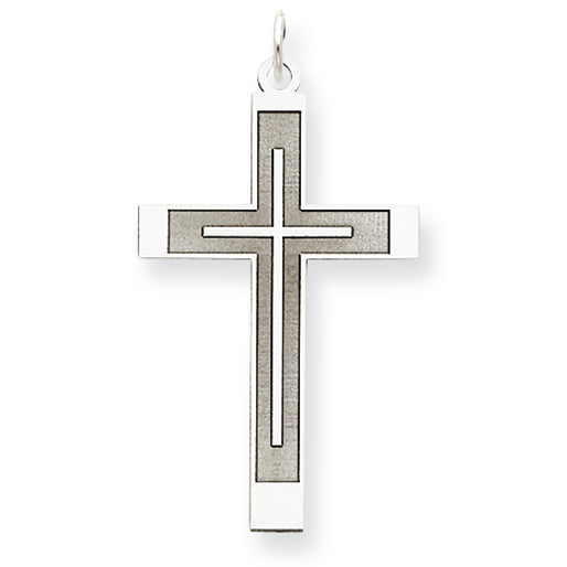 14K White Gold Laser Designed Cross Pendant