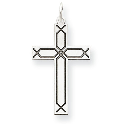 14K White Gold Laser Designed Cross Pendant