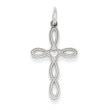 14K White Gold Laser Designed Cross Charm