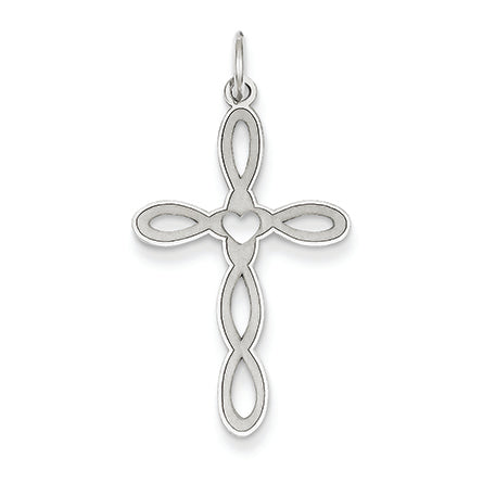 14K White Gold Laser Designed Cross Pendant