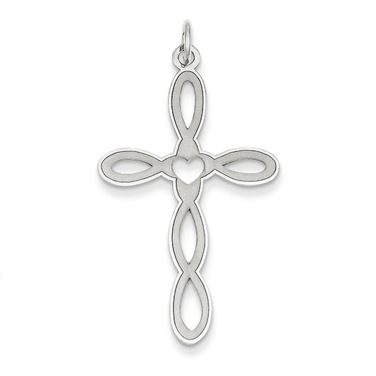 14K White Gold Laser Designed Cross Pendant