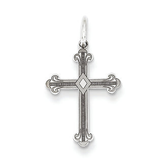 14K White Gold Laser Designed Cross Charm