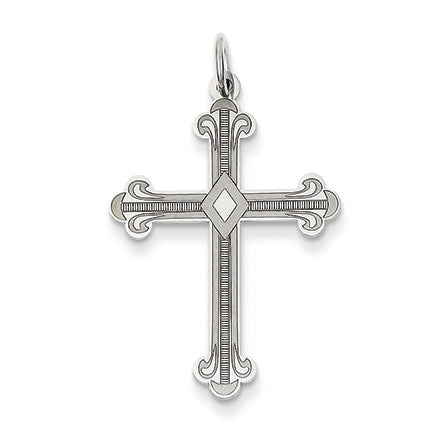 14K White Gold Laser Designed Cross Pendant