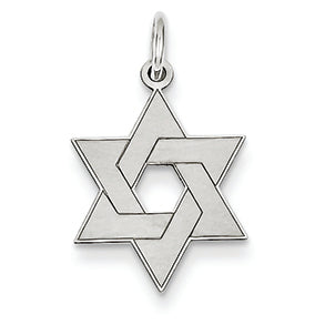 14K White Gold Laser Designed Star of David Charm