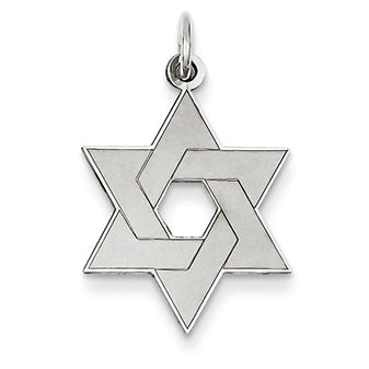 14K White Gold Laser Designed Star of David Pendant