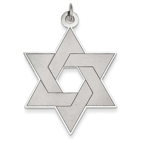 14K White Gold Laser Designed Star of David Pendant