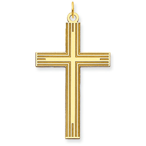 14K Gold Laser Designed Cross Pendant