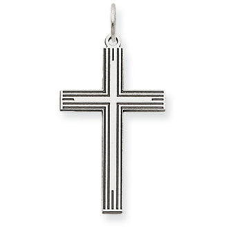 14K White Gold Laser Designed Cross Pendant