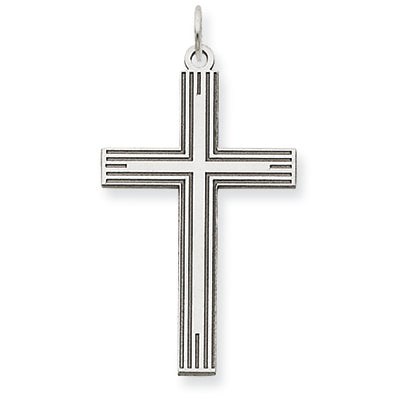 14K White Gold Laser Designed Cross Pendant