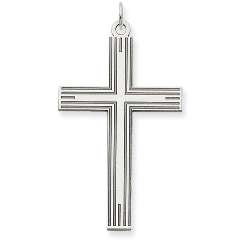 14K White Gold Laser Designed Cross Pendant