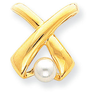 14K Gold Pearl Diamond slide