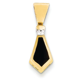 14K Gold Polished Quality Completed Diamond & Onyx Slide