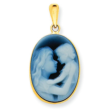 14K Gold Mother Agate Cameo