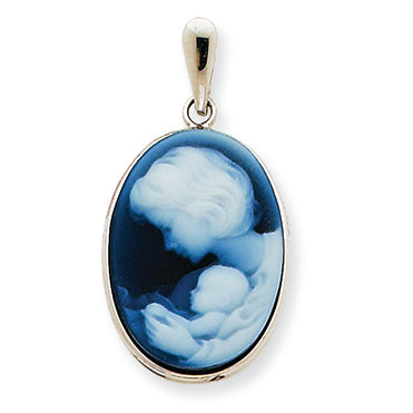 14K White Gold New Arrival III Agate Cameo Pendant