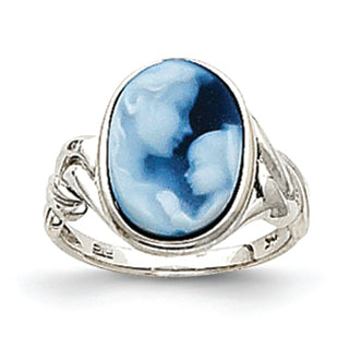 14K White Gold Heavens Gift Agate Cameo Ring