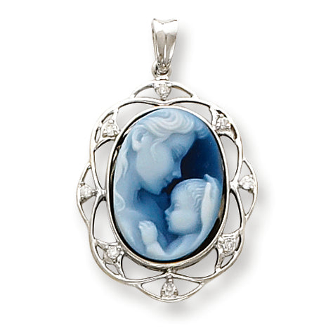 0.1 Carat 14K White Gold Heavens Gift Diamond Cameo Pendant