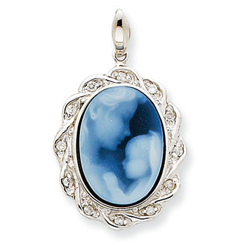 0.1 Carat 14K White Gold Heavens Gift Diamond Cameo Pendant
