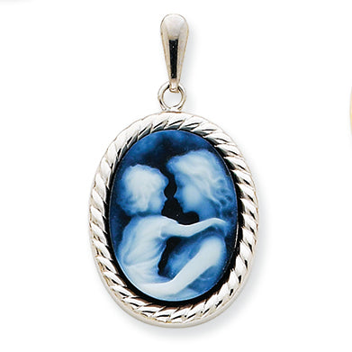 14K White Gold Everlasting Love Cameo Pendant
