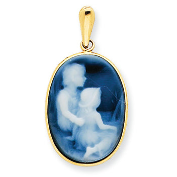 14K Gold Family -- Siblings Cameo Pendant