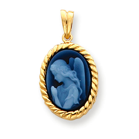 14K Gold Wings of Love Cameo Pendant