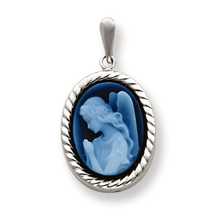 14K White Gold Wings of Love Cameo Pendant