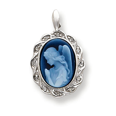 0.1 Carat 14K White Gold Wings of Love  Diamonds Cameo