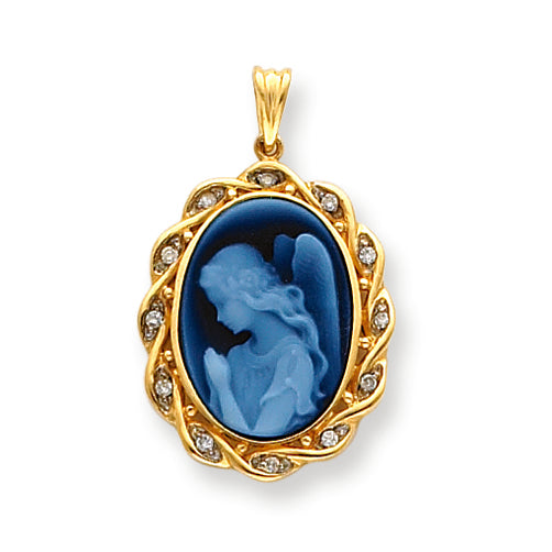 0.1 Carat 14K Gold Wings of Love Diamonds Cameo Pendant