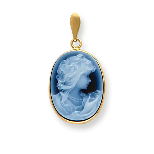 14K Gold Traditional -- Lady Profile Cameo Pendant
