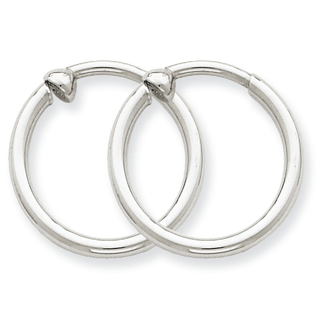 14K White Gold Non-pierced Hoop Earrings