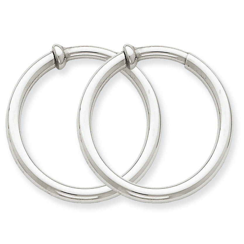14K White Gold Non-pierced Earring Hoops Earrings