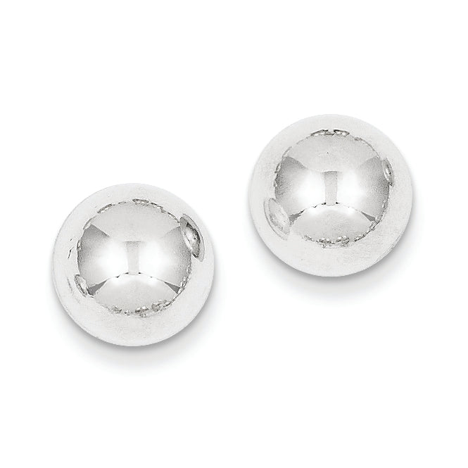 14K White Gold Polished Half Ball Post Earrings