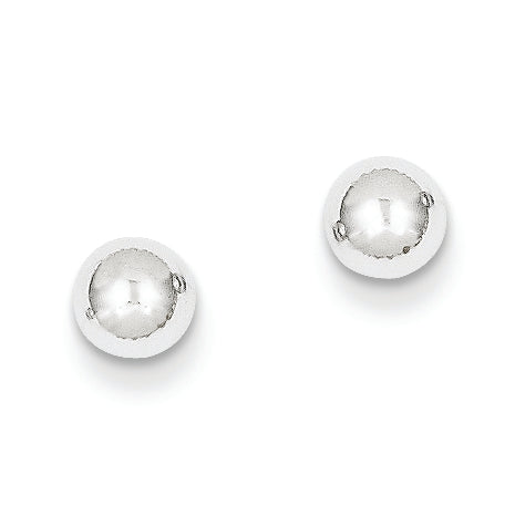 14K White Gold Polished 5mm Ball Post Earrings