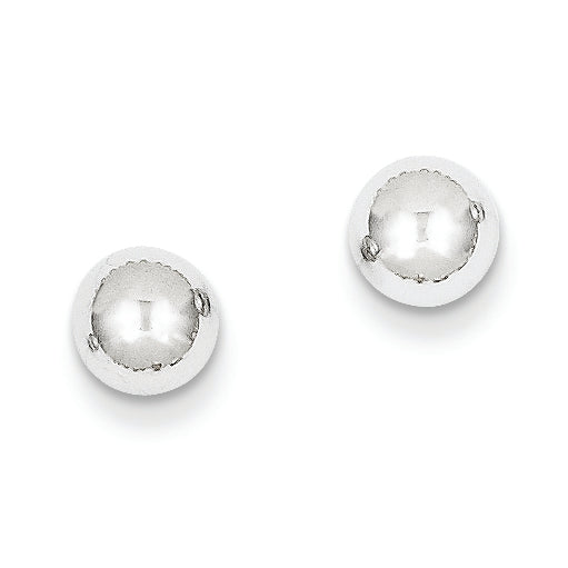 14K White Gold Polished 6mm Ball Post Earrings