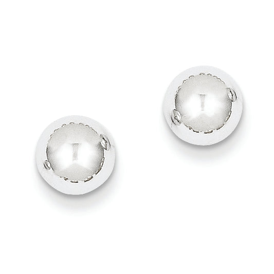 14K White Gold Polished 7mm Ball Post Earrings