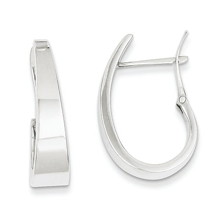 14K White Gold Polished 6mm Tapered Fancy J-Hoop Earrings